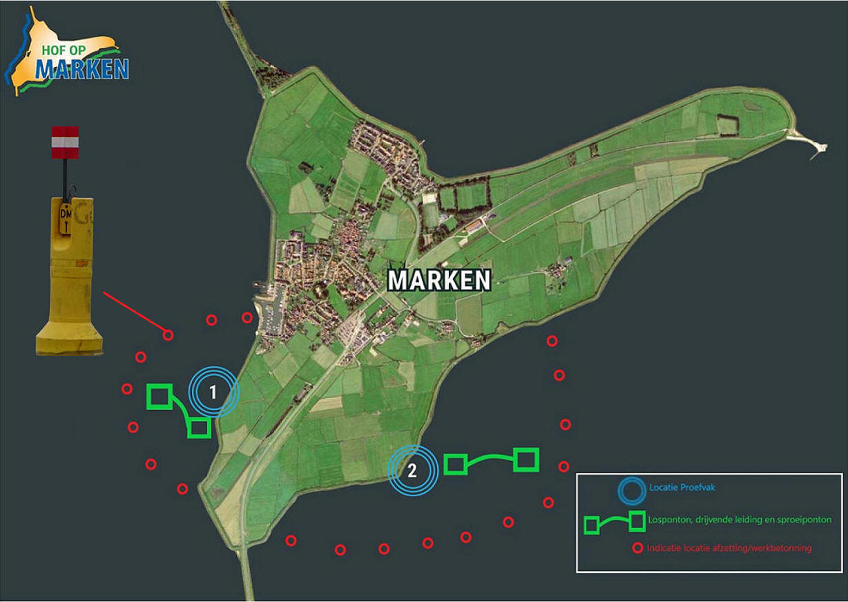 Werkbetonning Dijkversterking Marken aangebracht