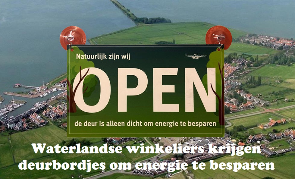 Waterlandse winkeliers krijgen deurbordjes om energie te besparen