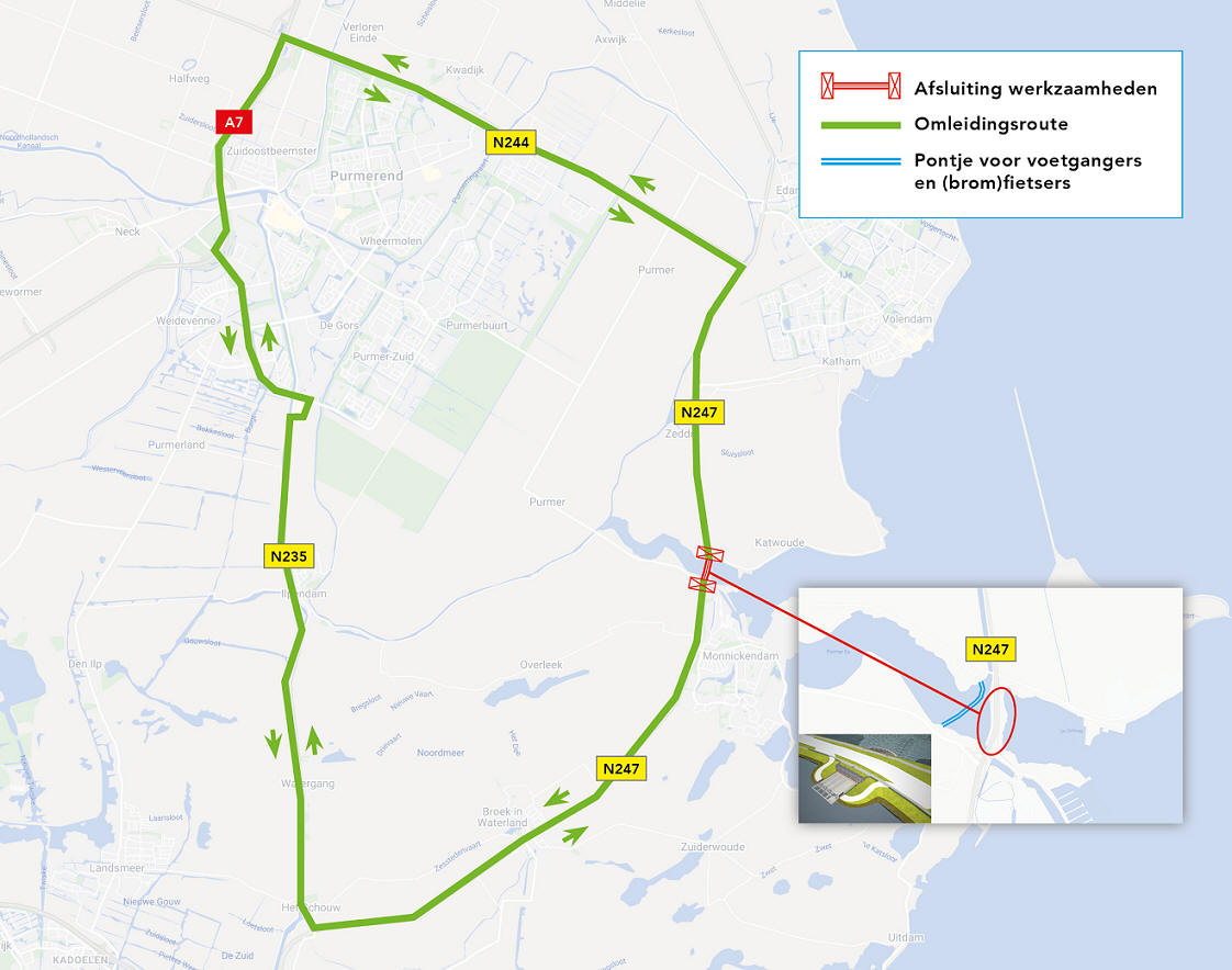 Monnickendam Noord (N247) weekend afgesloten