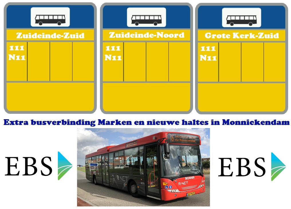 Extra busverbinding Marken en nieuwe haltes in Monnickendam