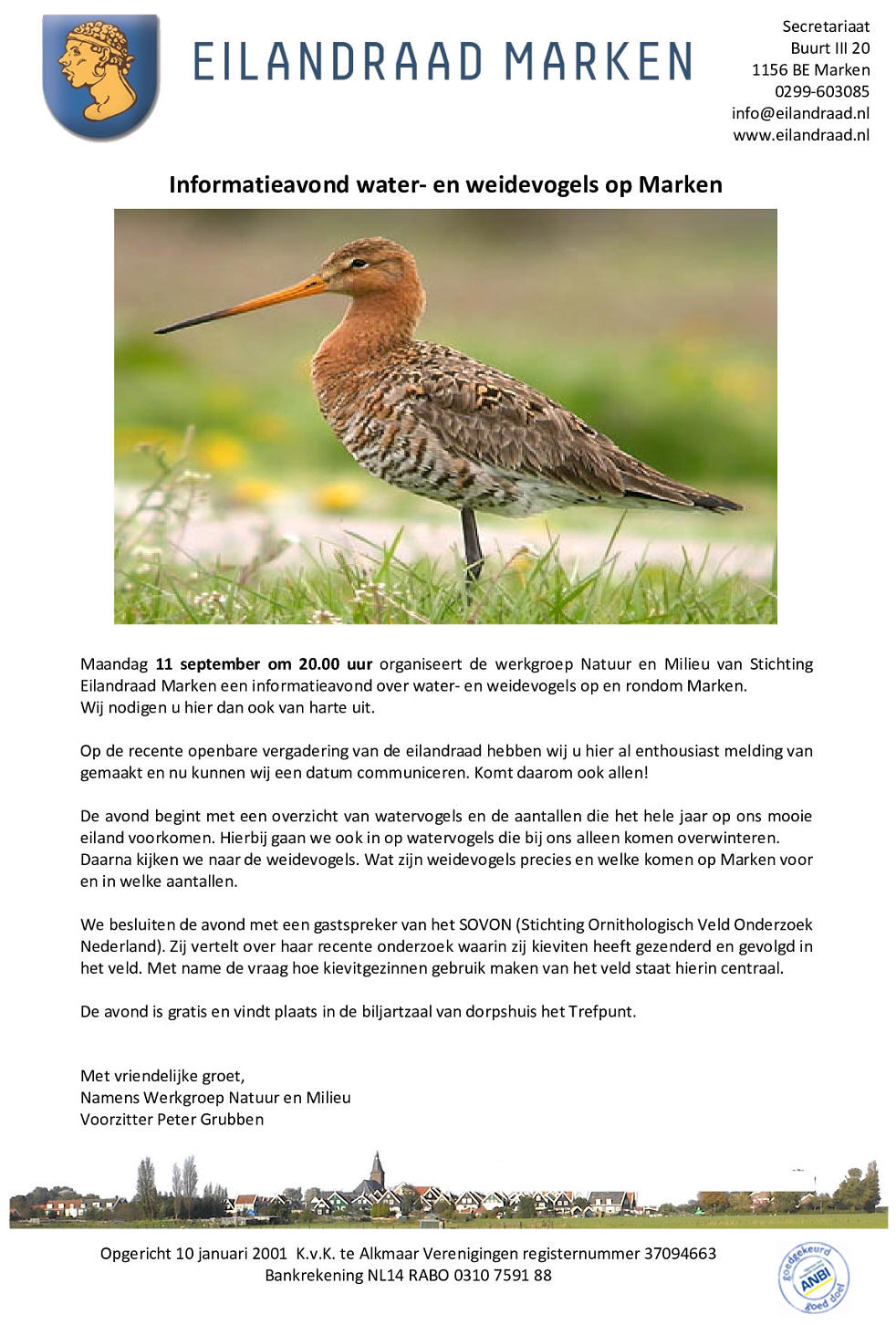 Informatieavond water- en weidevogels op Marken