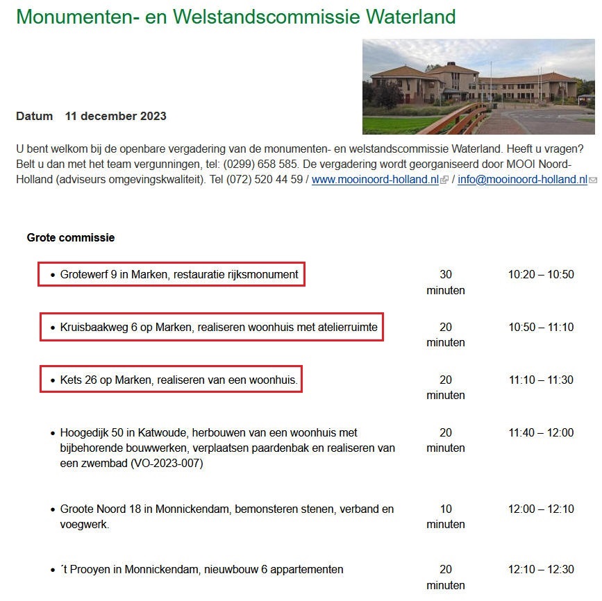 Vergadering monumenten en welstandscommissie