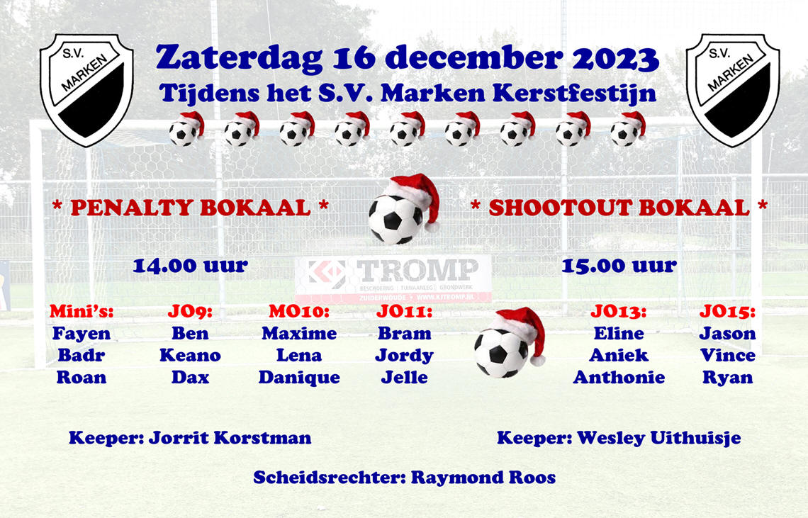 Penalty Bokaal &amp; Shootout Bokaal op zaterdag 16 december 2023