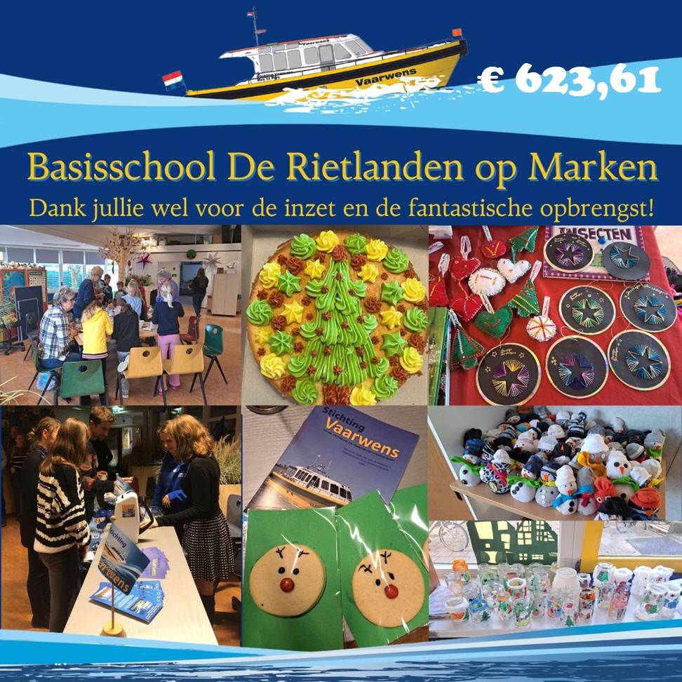 Kerstmarkt Rietlandenschool levert € 623,61 op voor Stichting Vaarwens