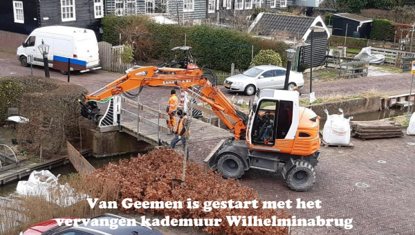 Van Geemen is gestart met het vervangen kademuur Wilhelminabrug