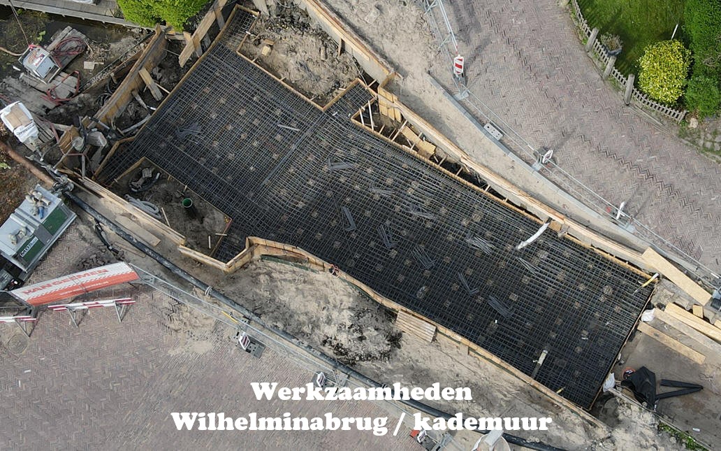 Werkzaamheden Wilhelminabrug vanuit de lucht