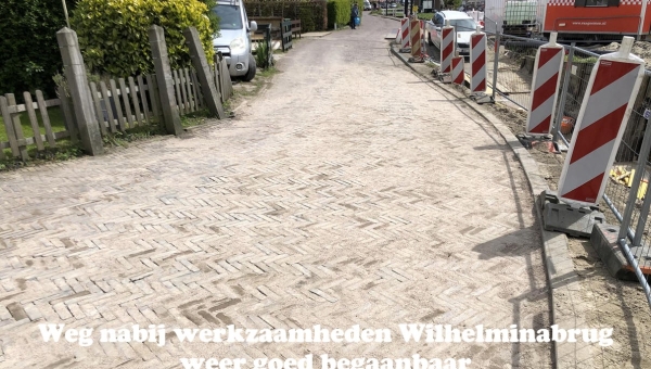 Weg nabij werkzaamheden Wilhelminabrug weer goed begaanbaar