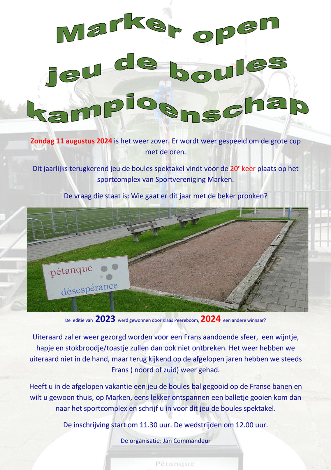 Marker Open Jeu de Boules kampioenschap 2024